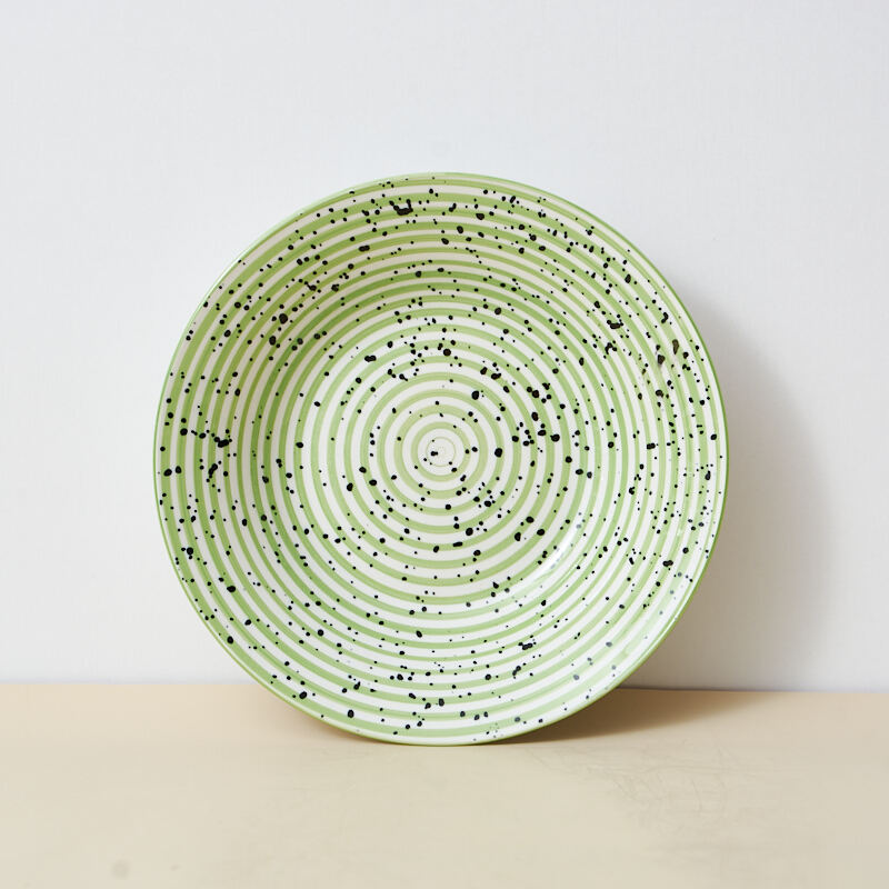 18-Piece Luxury Stoneware Dinner Set Green Black Sesame Microwave-Printed Daily Household Ceramic Plates Premium Ceramic Plates details