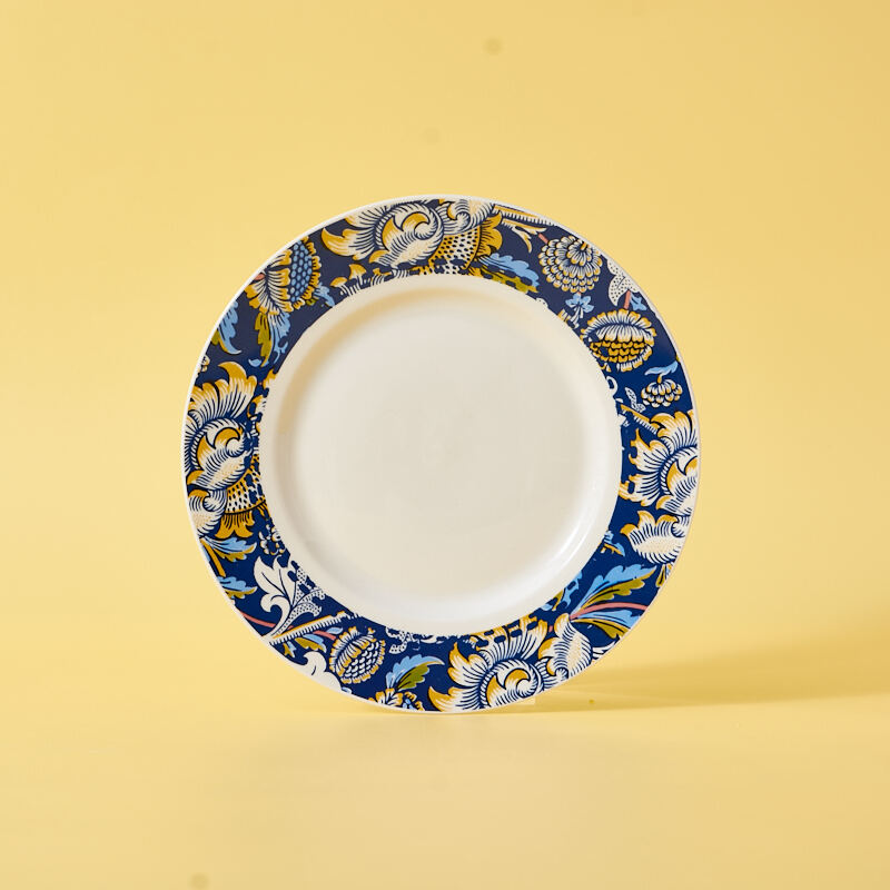 Newly Designed Ceramic Tableware with Green Floral Dinner Plate Patterns Dinnerware Sets for Daily Use supplier