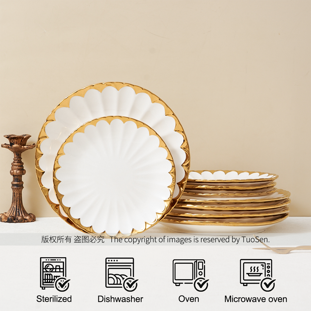 White 10.5-Inch Ceramic Dinner Plate Customizable Single Piece Loose-Packed Charger Tableware details