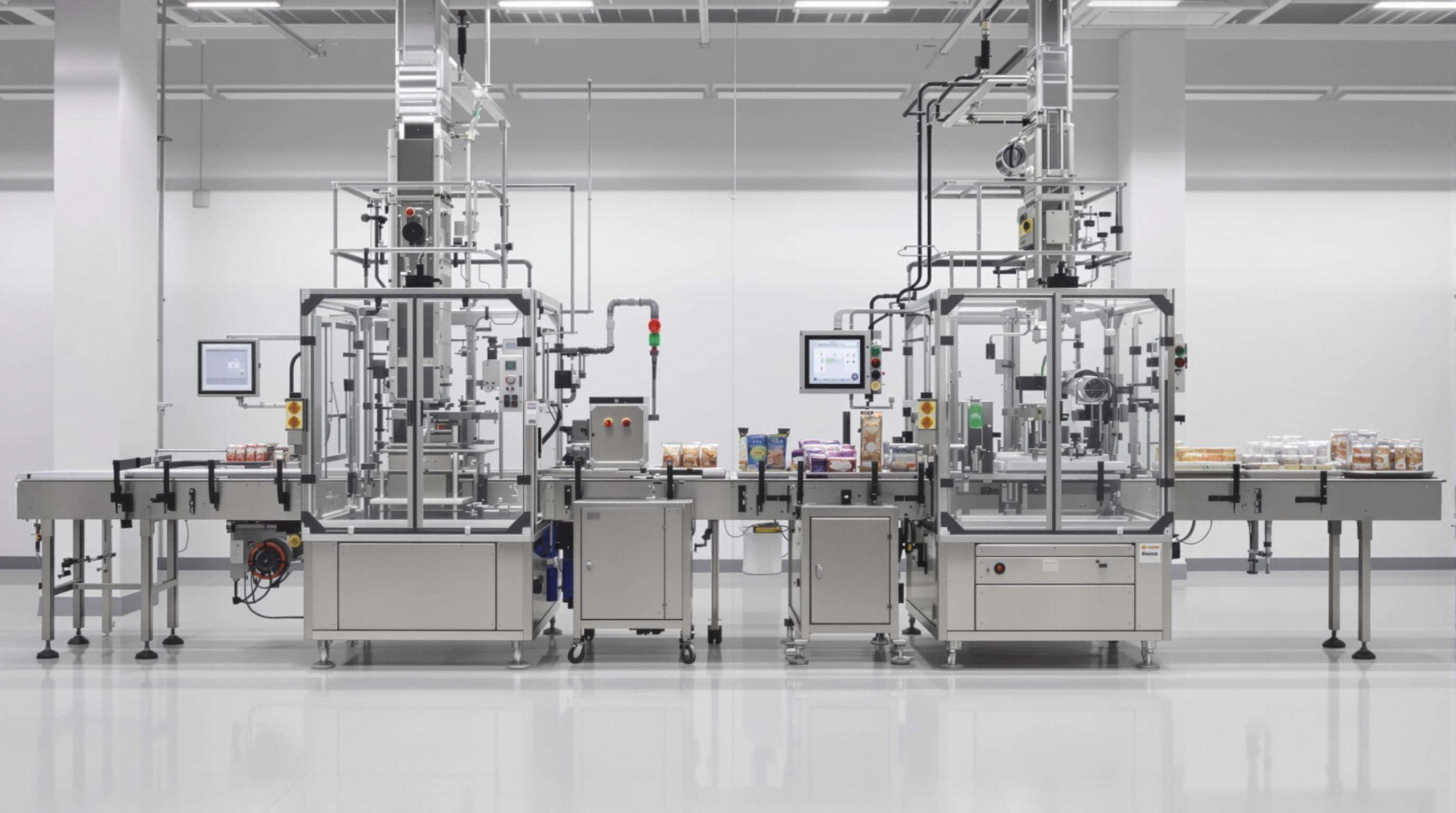 Side-by-side comparison of vertical and horizontal food bagging machines operating in a modern factory
