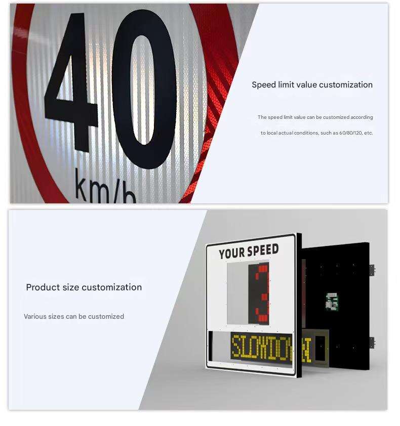 Custom Solar-Powered LED Traffic Signs Reflective Board Any Type Speed Radar Sign Flashing Road Traffic Sign manufacture