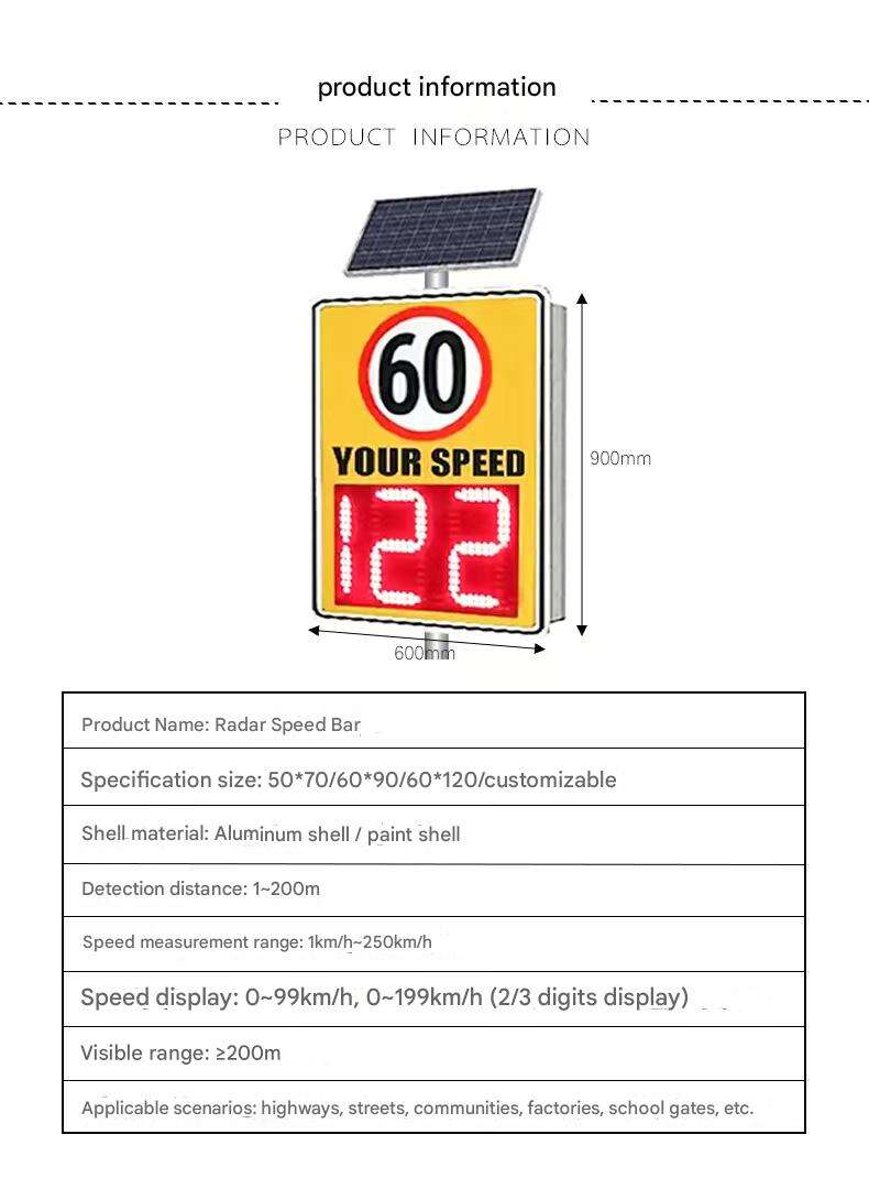 Custom Solar-Powered LED Traffic Signs Reflective Board Any Type Speed Radar Sign Flashing Road Traffic Sign factory