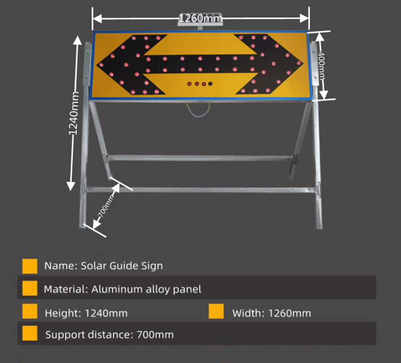 Traffic Sign Reflective Two-way Arrow Signs Arrow Board Traffic Guide Light Solar Traffic Sign factory