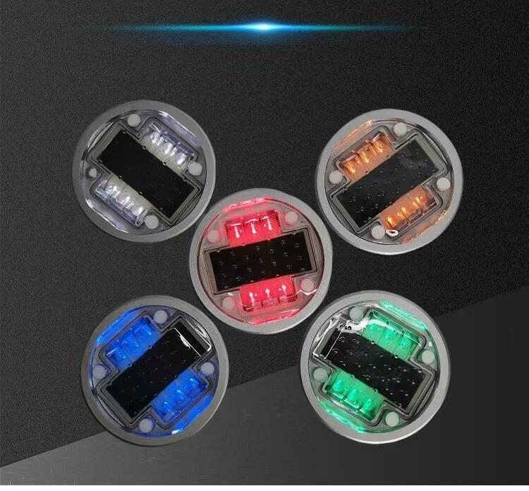 Ultrathin Solar LED Road Stud Super Bright Blue Black Steel Base Waterproof Glass Top Topsafe Traffic Cones Warning Light IP68 details