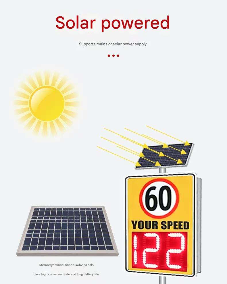 Custom Solar-Powered LED Traffic Signs Reflective Board Any Type Speed Radar Sign Flashing Road Traffic Sign factory