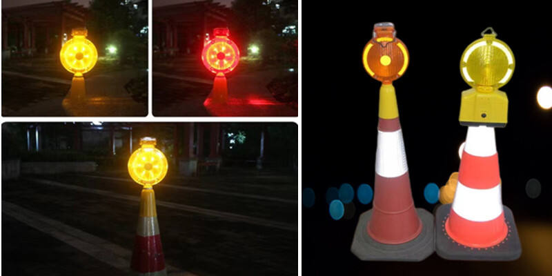 Solar Powered Mobile Led Barricade Light Road Traffic Intelligent Cone Construction Warning Flashing Light Traffic Warning Light supplier