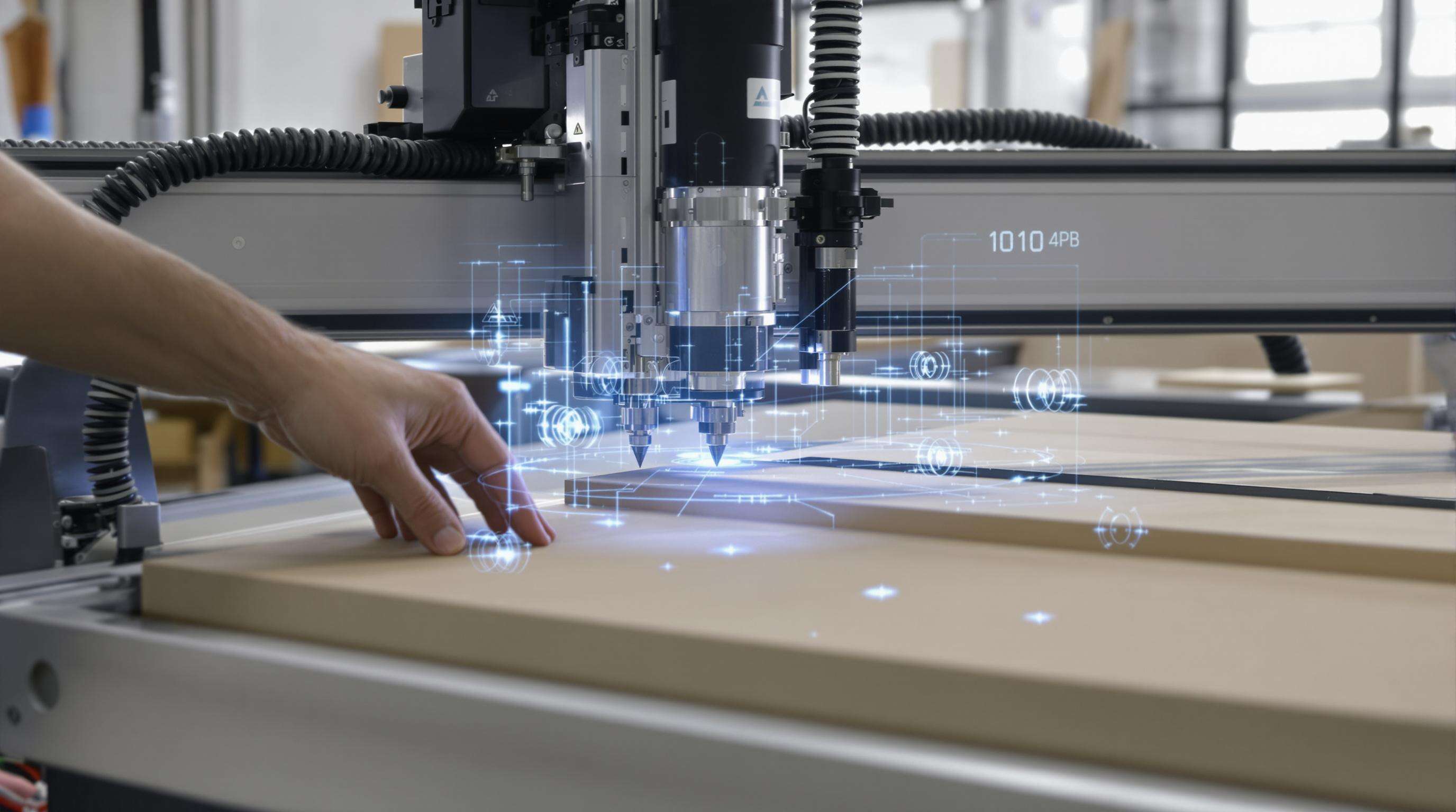 Modern woodworking machine showing digital features and safety technology in use