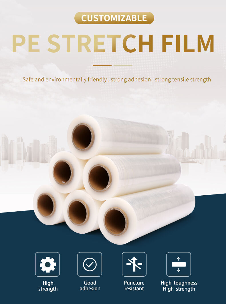 product high quality strech wrapping cling film wrap plastic pe wrapping film pallet stretch film for packaging-0