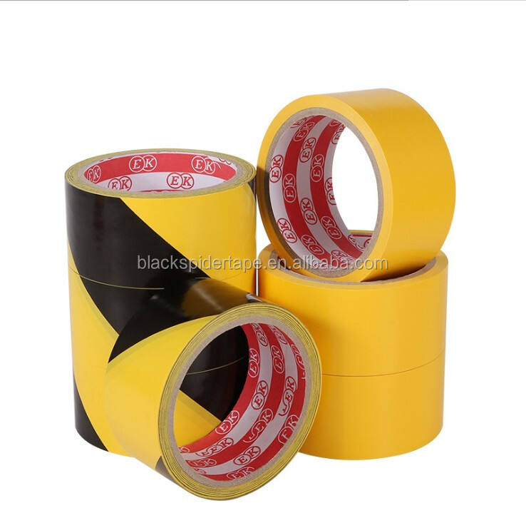 product factory sales pvc black and yellow floor marking warning tape-4