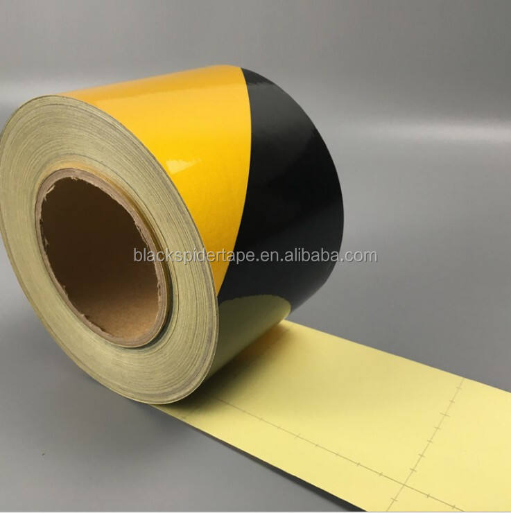 product factory sales pvc black and yellow floor marking warning tape-3