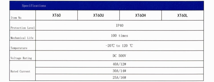 Amass Connector 20-40A 500V DC 2PIN XT60/U/H/L XT60W/EX/E XTD60/M XTS60 XT60PB/PW/PT/PM Lithium Battery Connector supplier