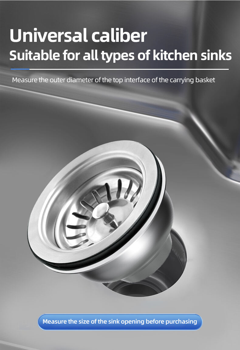 product modern bathroom kitchen double bowl sink drain pipe insect proof and odor proof sink filter drain pipe kitchen-5