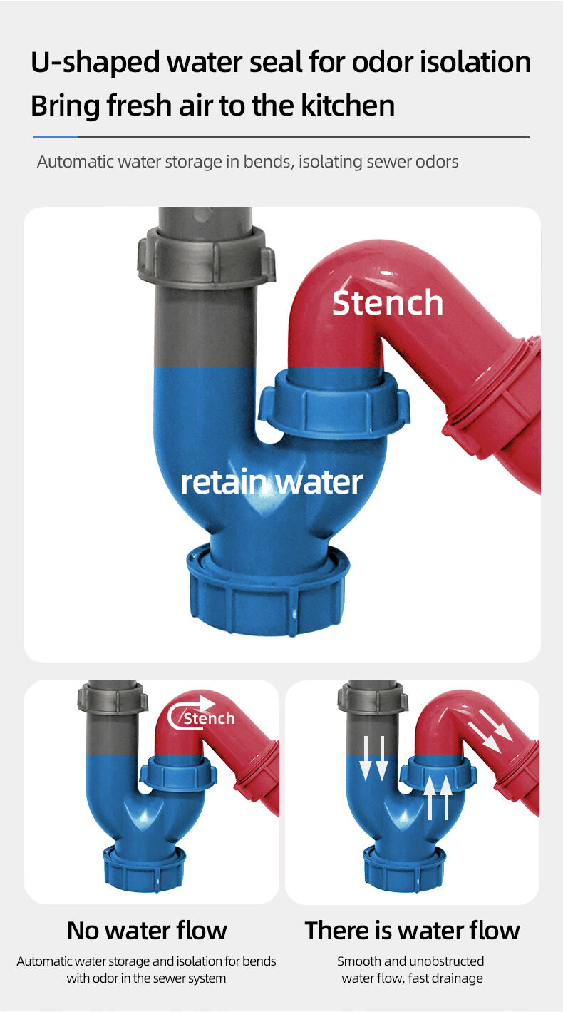 product modern bathroom kitchen double bowl sink drain pipe insect proof and odor proof sink filter drain pipe kitchen-8