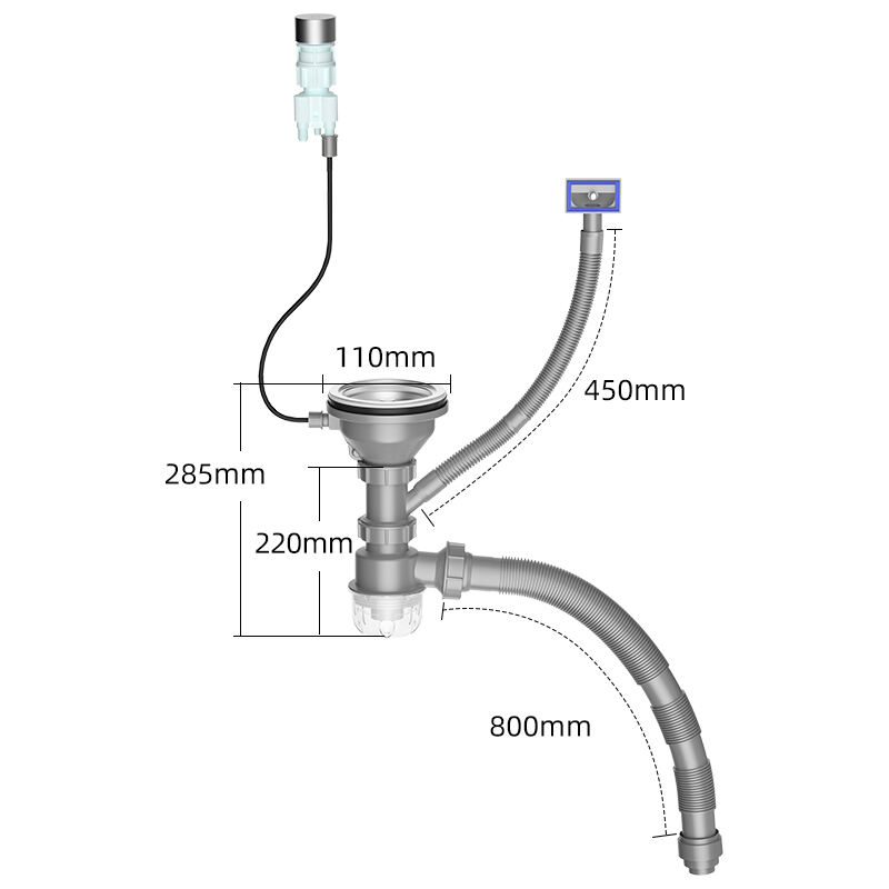 product automatic sink drain pop up basket strainer waste 114mm stainless steel flange brushed plated command knob with bottle trap-6