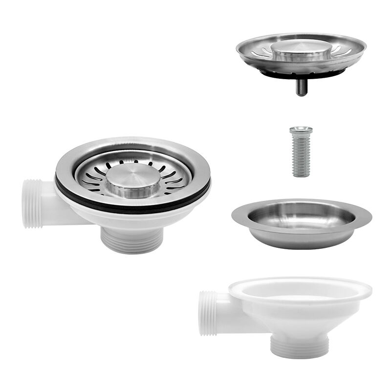 product stainless steel 114mm flange stemball plug chrome plated overflow grid centre pin kitchen basket strainer waste overflow model-3
