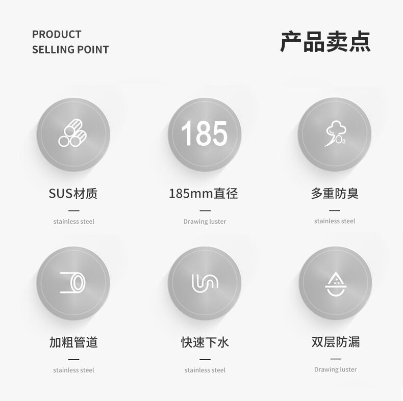 product hot selling kitchen stainless steel anti odor thickened pipe with faster drainage 185mm anti odor sealed anti odor sewer pipe-1