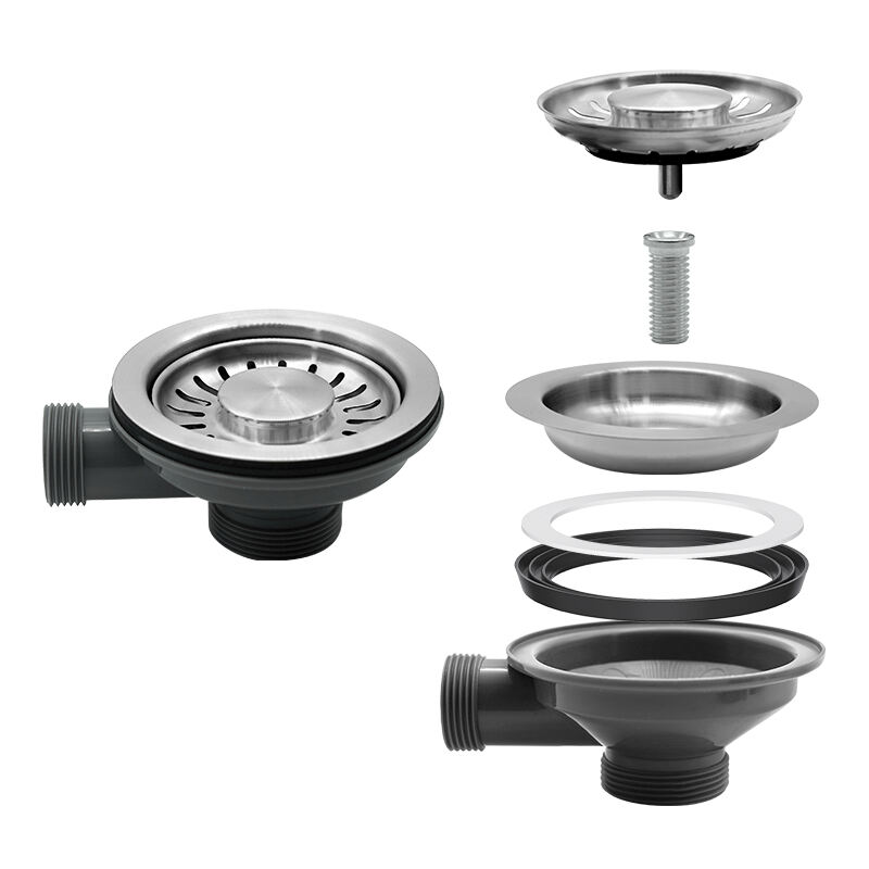 product stainless steel 114mm flange stemball plug chrome plated overflow grid centre pin kitchen basket strainer waste overflow model-7