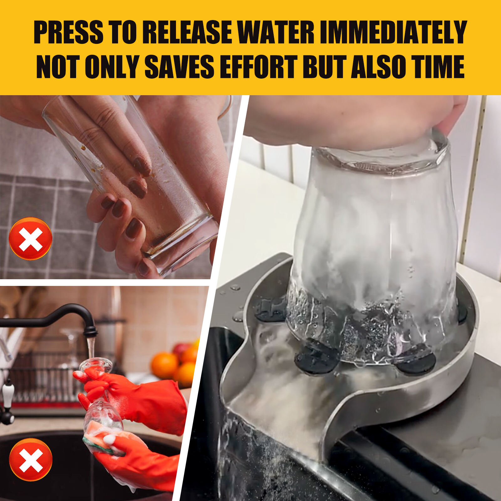 Stainless Steel 304 Cup Rinser High Pressure Quick Automatic Kitchen Sink Cup Washer Easy Install Glass Rinser supplier