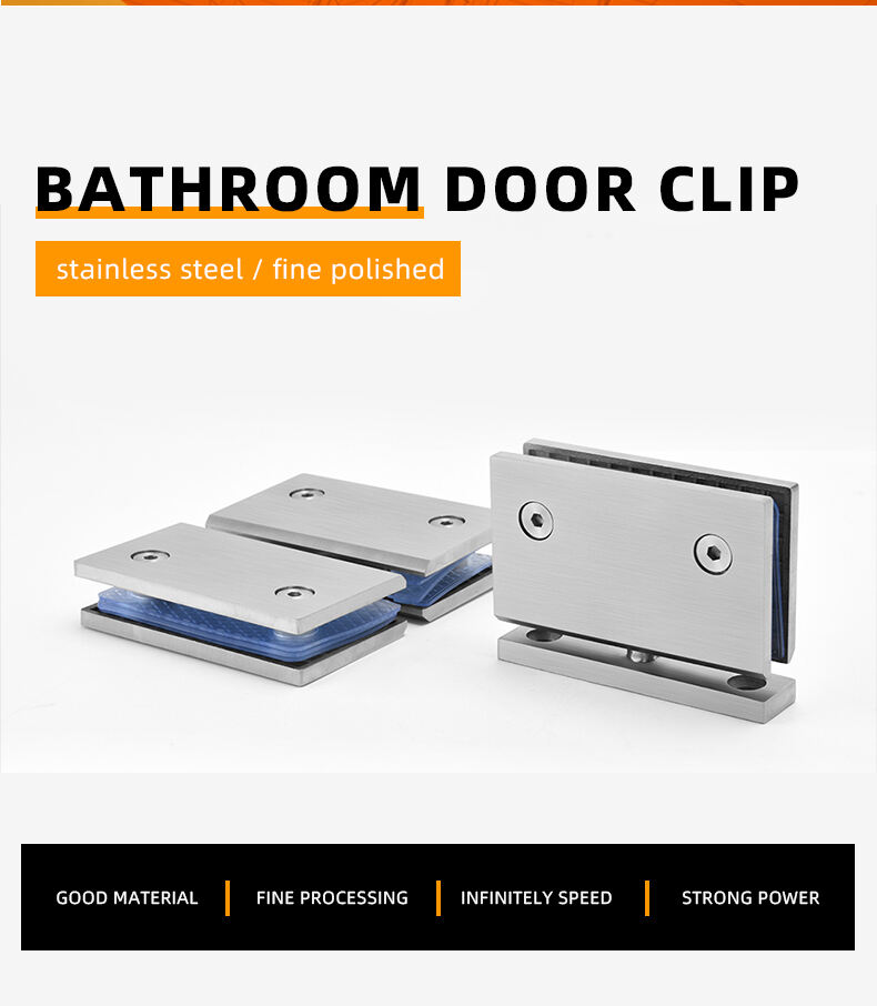 Bathroom Shower Glass Door Clamp Clip Hardware Hinges Stainless Steel 90 Degree Glass Door Clip details