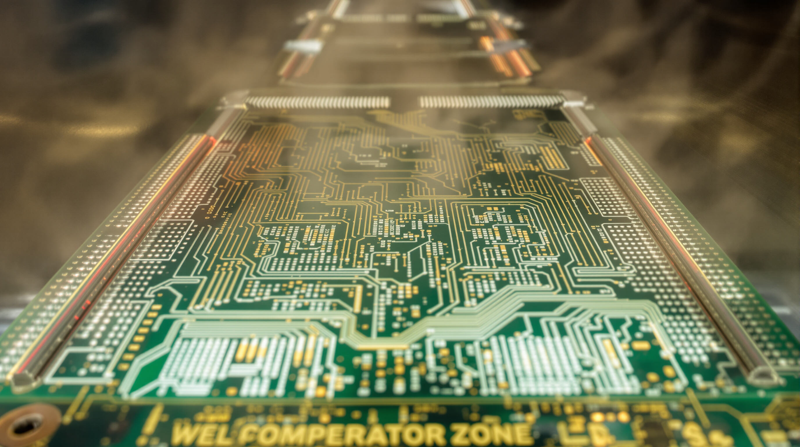 PCB passing through multi-zone reflow oven with sensors monitoring thermal gradients for solder reliability