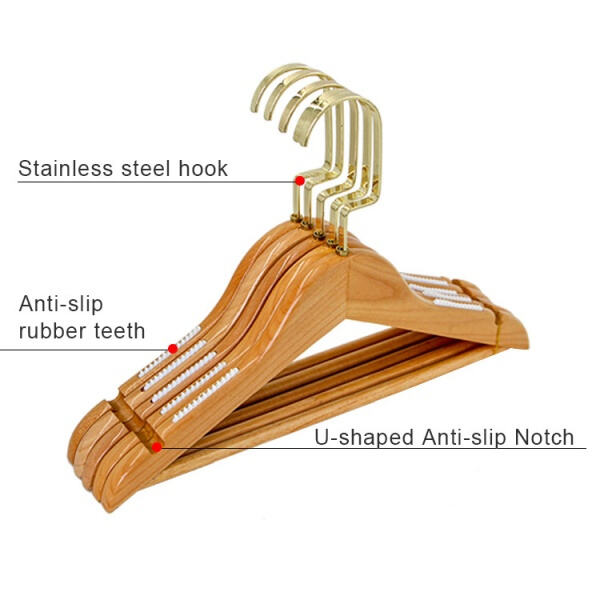 Keep your child's clothes wrinkle-free with sturdy wooden coat hangers