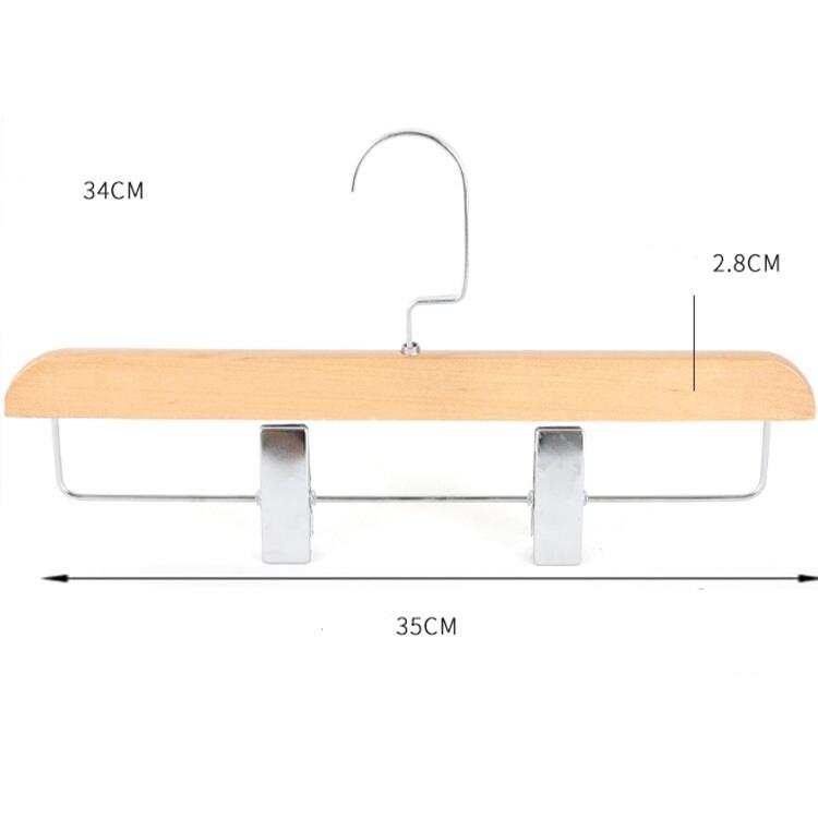 Hot Sale Clothing Store Wooden Hanger with Metal Hook Skirt Support Telescopic Hanging Clip Non-slip Pants Clip factory