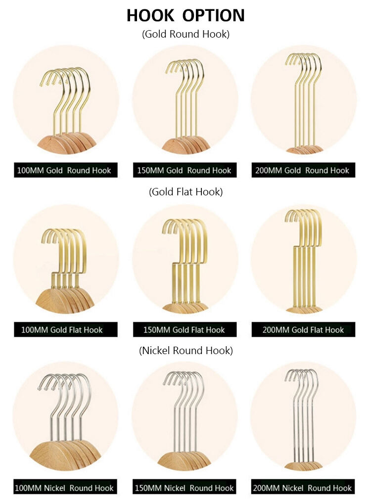 Custom Sign Baby Kids Clothes Wood Frame and Gold Decoration Coat Decoration Clamp Dress Pants Trouser Towel Coat Clothes Hanger details