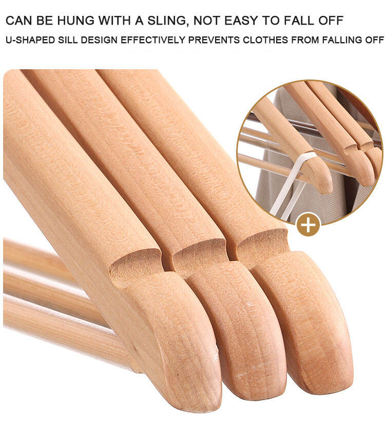 product high quality cheap price wholesale hotel wooden skirt hanger with clips-2