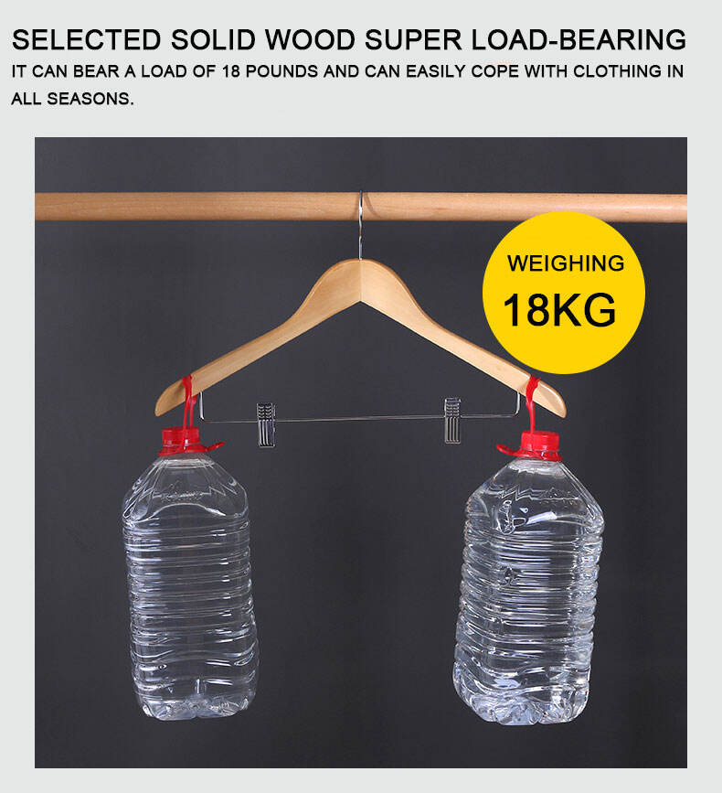 product high quality cheap price wholesale hotel wooden skirt hanger with clips-6