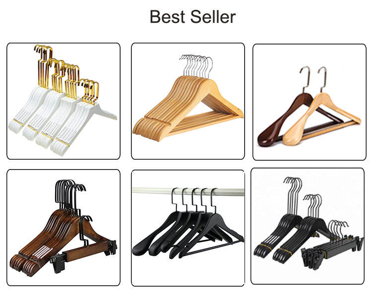 Hot Sale Clothing Store Wooden Hanger with Metal Hook Skirt Support Telescopic Hanging Clip Non-slip Pants Clip factory