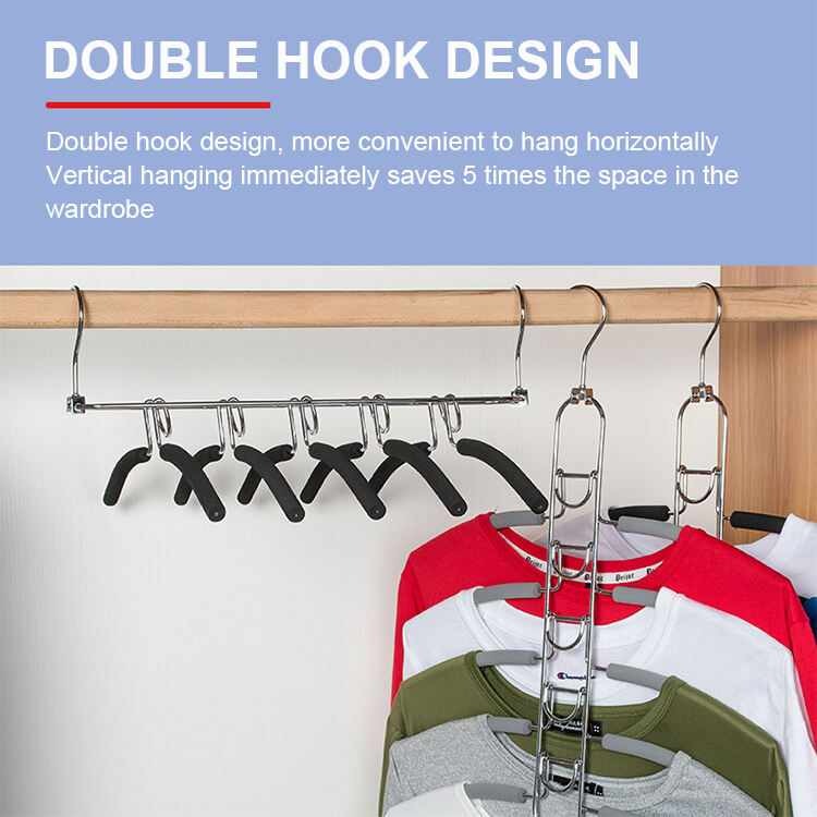 product cheap 5 layer space saving magic multifunction metal non slip hanger-8