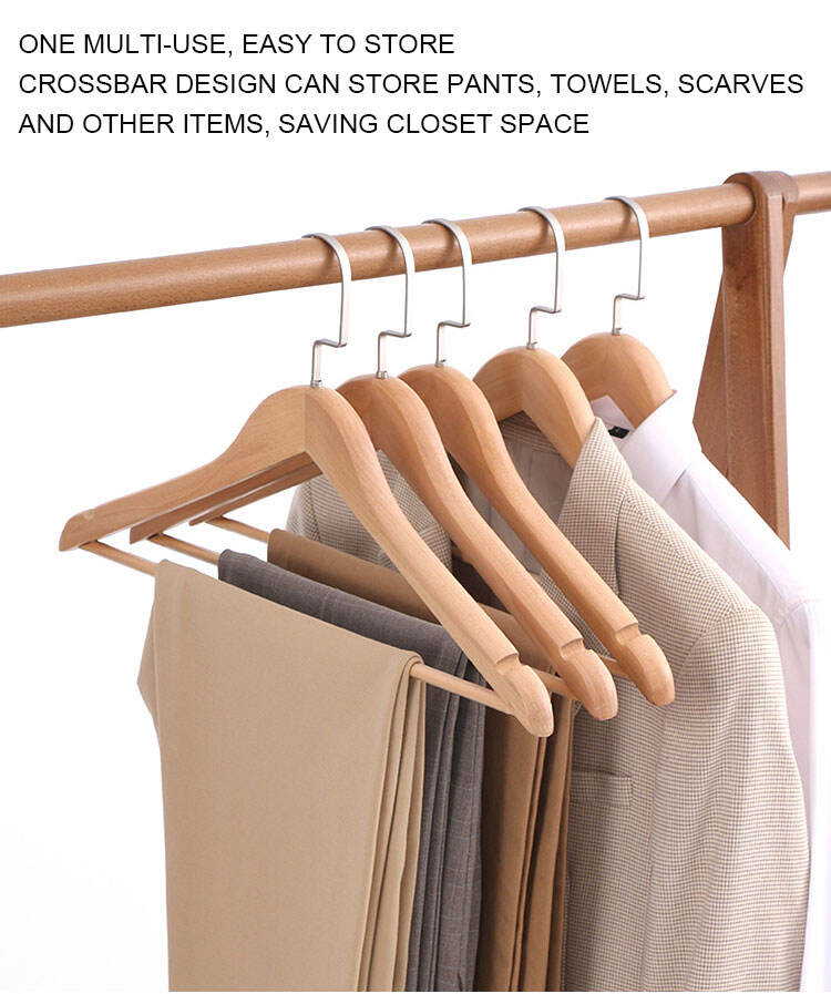 Factory Outlet Luxury Hotel Wooden Coat Hanger Original Color Wooden Clothes Hanger supplier