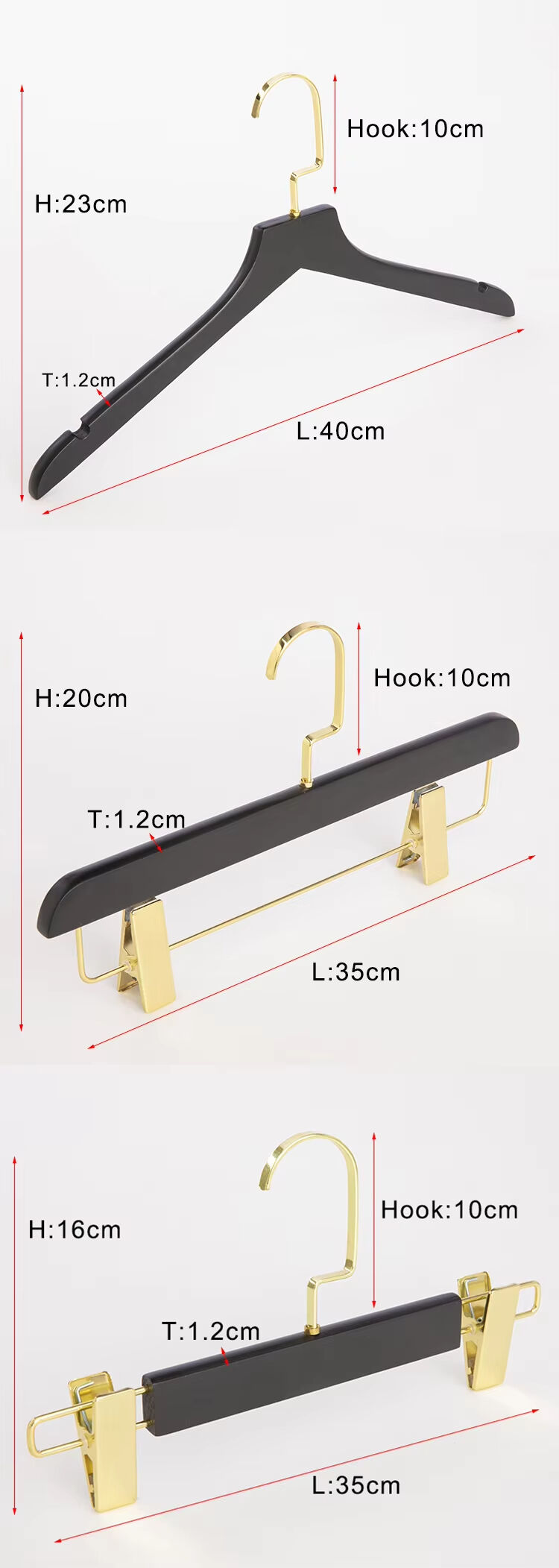 Wholesale Luxury Men's Shirts Durable Custom High Quality Heavy Duty Non-slip Wooden Clothes Coat Hanger With Gold Hook factory
