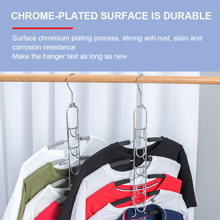 product cheap 5 layer space saving magic multifunction metal non slip hanger-9