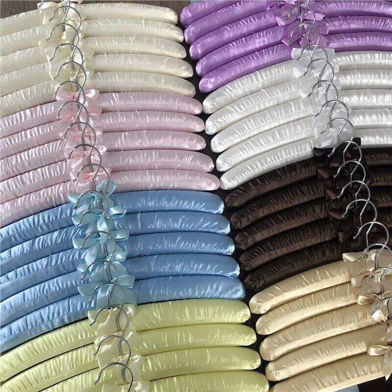 Customization Hook Blouse Sponge Satin Hanger Thick Fabric No Shoulder Bump Hanger Non-Slip Foam Satin Padded Silk Hangers details