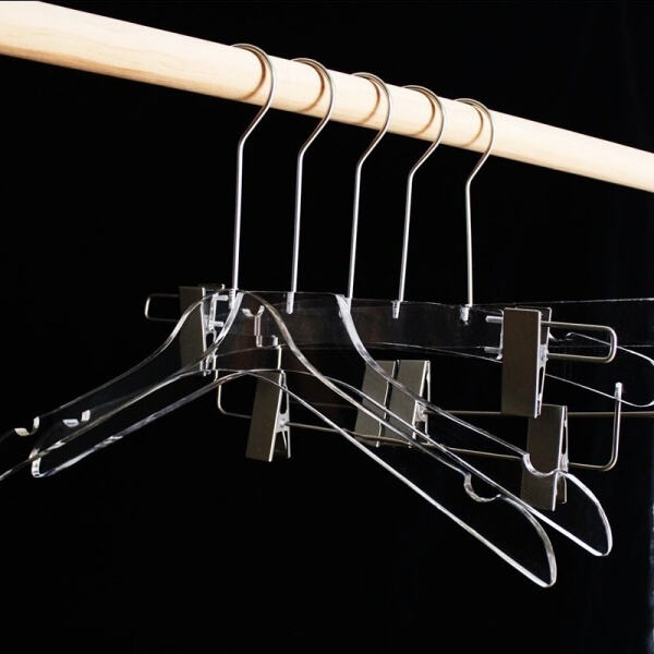 Durable and lightweight acrylic skirt hangers for easy storage