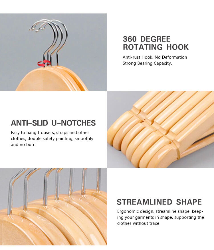 Hanger Factory Hot Models Used Clothes Natural Wooden Coat Hangers Custom Laundry Clothes Wood Hangers factory