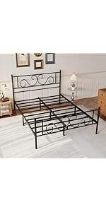 Heavy Duty Full-Size Metal Slats Platform Bed Frame Wooden Headboard Footboard Modern Durable for Hotel Bedroom Use Box Spring supplier