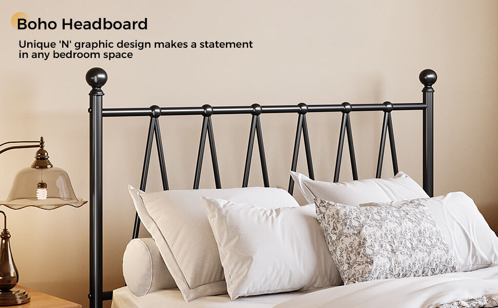Matte Black Single Size Bed Frame with Heavy-Duty Metal Slats Modern Design for Bedroom Easy Assembly & No Box Spring Needed factory