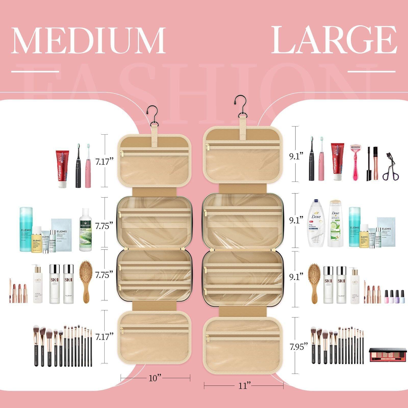 Customized Women's Fashionable Polyester Travel Cosmetic Bag Portable Makeup Case with Zipper Hook for Cross-Border Adventures supplier
