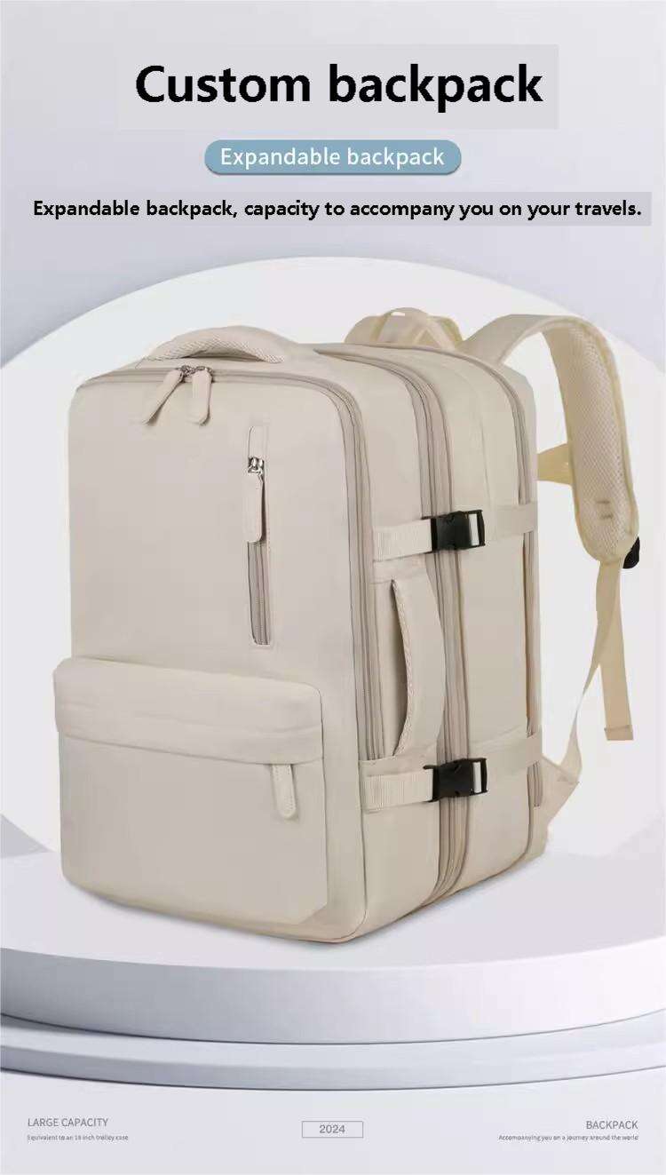 Top Sale Custom Nylon Large Capacity Flight Travel Backpack Carry on Expandable Anti-Theft Laptop Backpack for Women Men manufacture