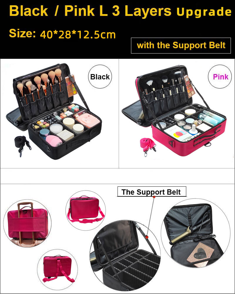Wholesale Large Waterproof Hard Shell Eva Makeup Bag Organizer Travel Cosmetic Case Nylon Hardcover Makeup Storage Box details