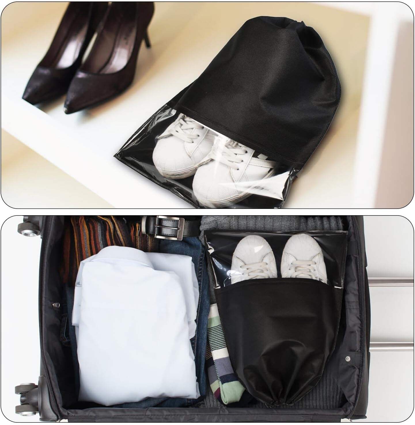 Custom Printed Logo Waterproof Travel Twill Drawstring Closure Non-Woven Fabric Shoe Dust Bag for Home Office Use Gift Packaging details