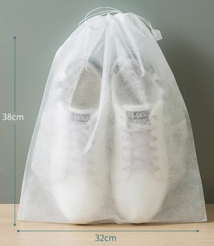 Custom Printed Logo Waterproof Travel Twill Drawstring Closure Non-Woven Fabric Shoe Dust Bag for Home Office Use Gift Packaging factory