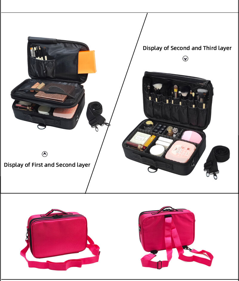 Wholesale Large Waterproof Hard Shell Eva Makeup Bag Organizer Travel Cosmetic Case Nylon Hardcover Makeup Storage Box manufacture