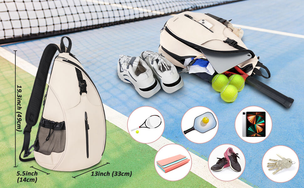 Customized Water-Resistant Polyester Tennis Sling Backpack Portable Crossbody Bag for Men Women Holds Tennis Badminton manufacture