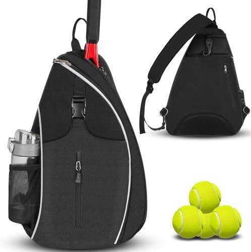 Customized Water-Resistant Polyester Tennis Sling Backpack Portable Crossbody Bag for Men Women Holds Tennis Badminton factory