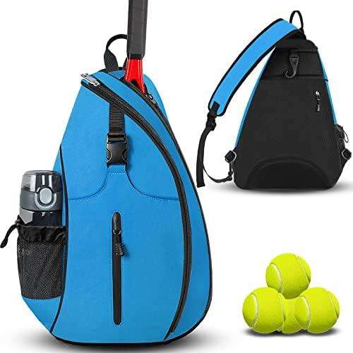 Customized Water-Resistant Polyester Tennis Sling Backpack Portable Crossbody Bag for Men Women Holds Tennis Badminton details