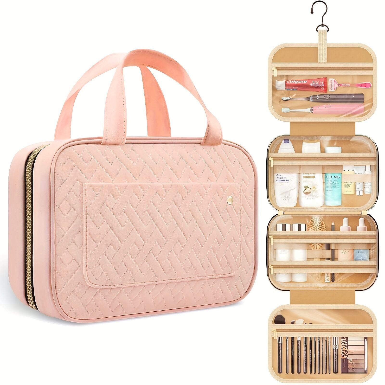 Customized Women's Fashionable Polyester Travel Cosmetic Bag Portable Makeup Case with Zipper Hook for Cross-Border Adventures supplier