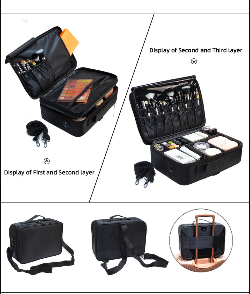 Wholesale Large Waterproof Hard Shell Eva Makeup Bag Organizer Travel Cosmetic Case Nylon Hardcover Makeup Storage Box manufacture